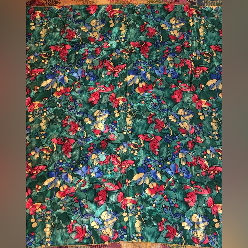 Butterly and Flowers Scarf 🦋 34x34 inches